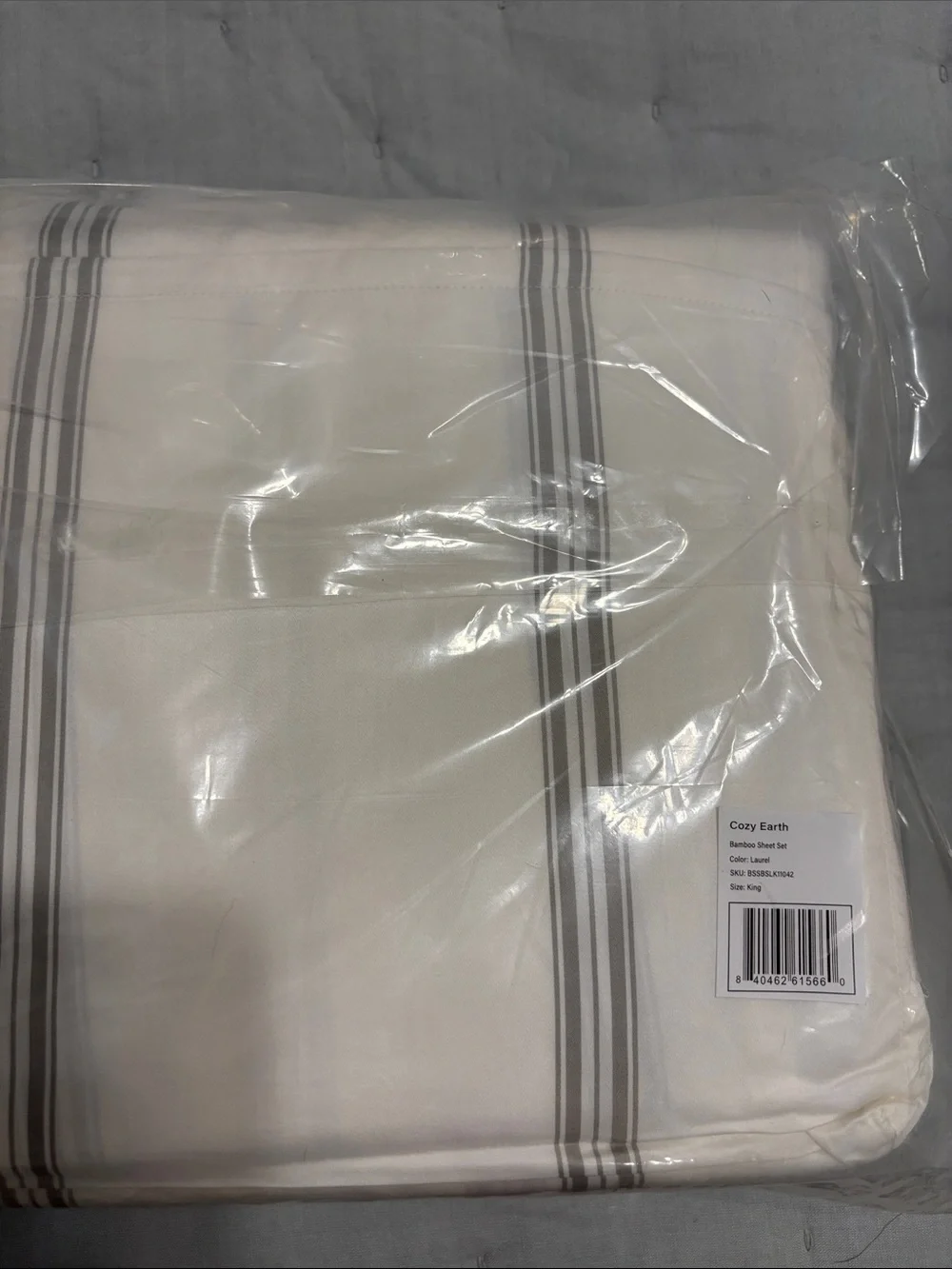 NWT Cozy Earth King Sheet Set Limited Edition Laurel Stripe Bamboo Cooling